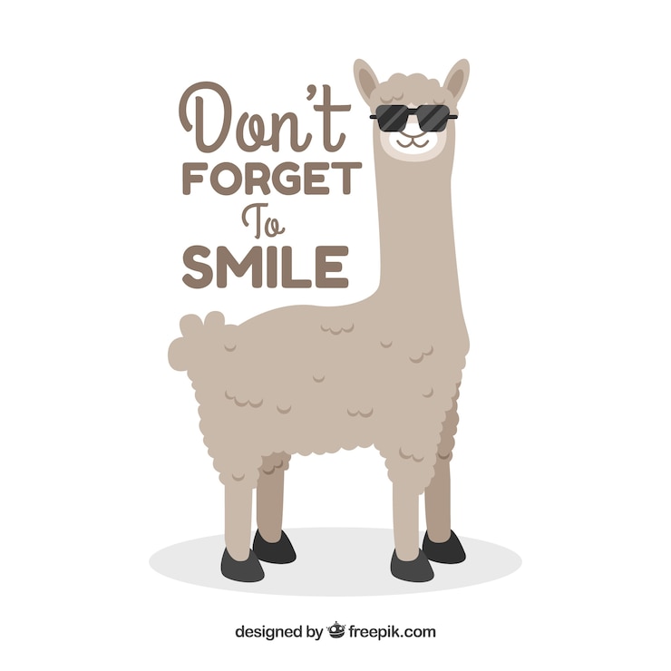 Vettore gratuito alpaca carino con frase