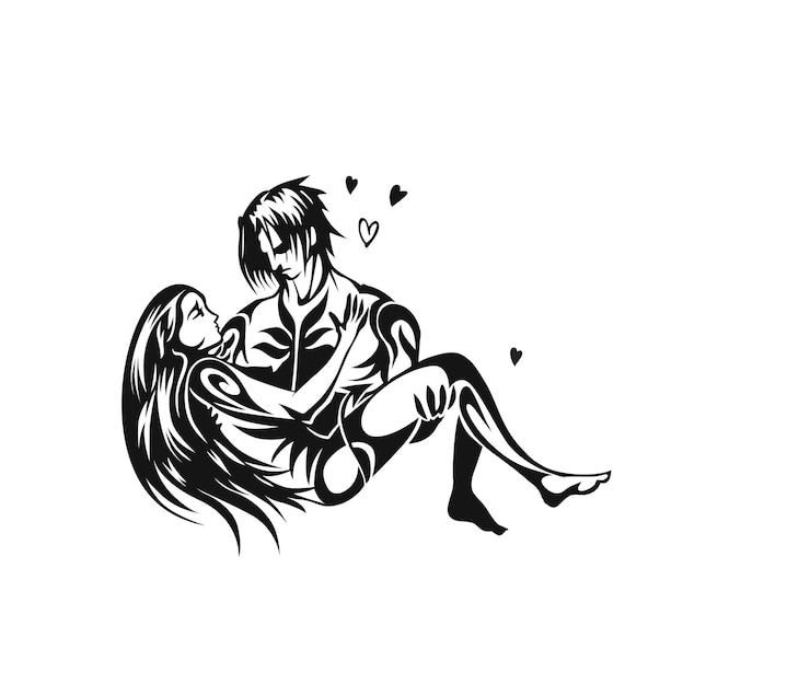 Vettore gratuito amanti romantici per san valentino, sfondo vettoriale di schizzo disegnato a mano del fumetto.