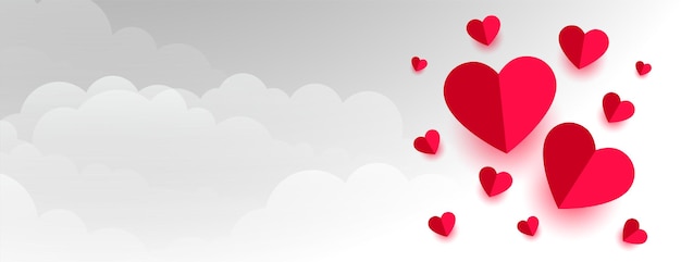 Amore cuori di carta sulle nuvole San Valentino banner