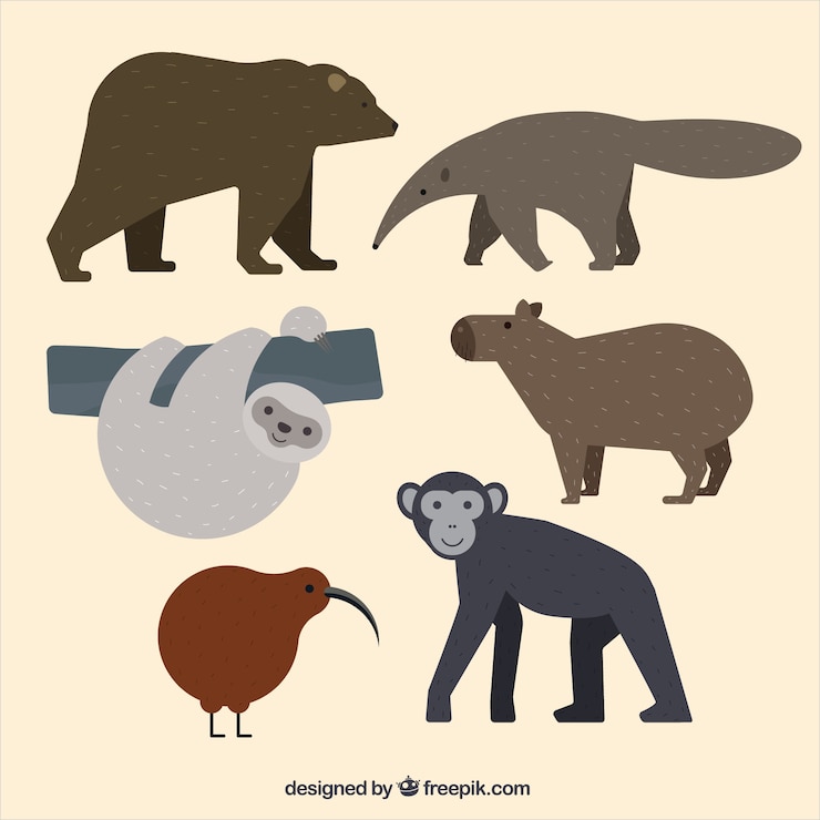 Vettore gratuito animali della foresta disegnati a mano