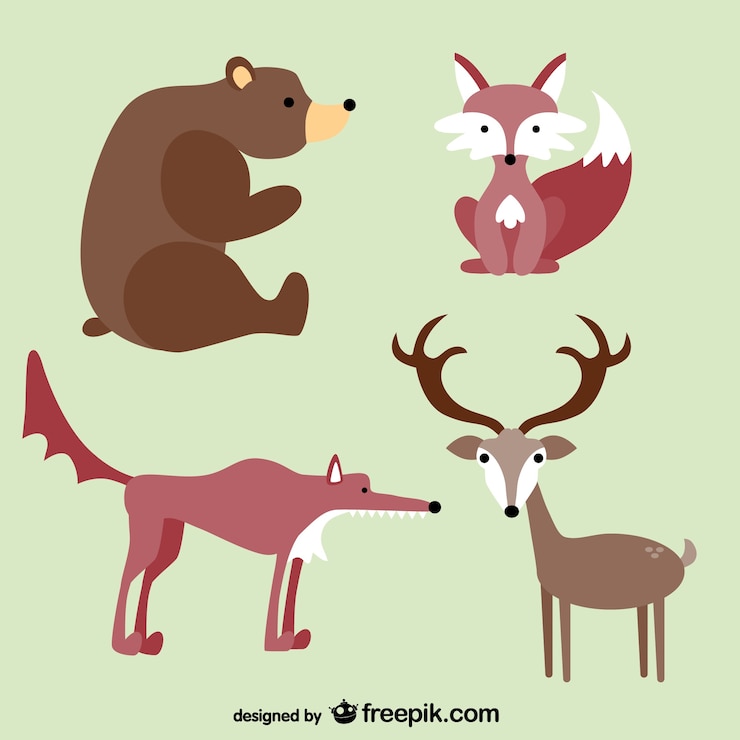 Vettore gratuito animali della foresta fumetti