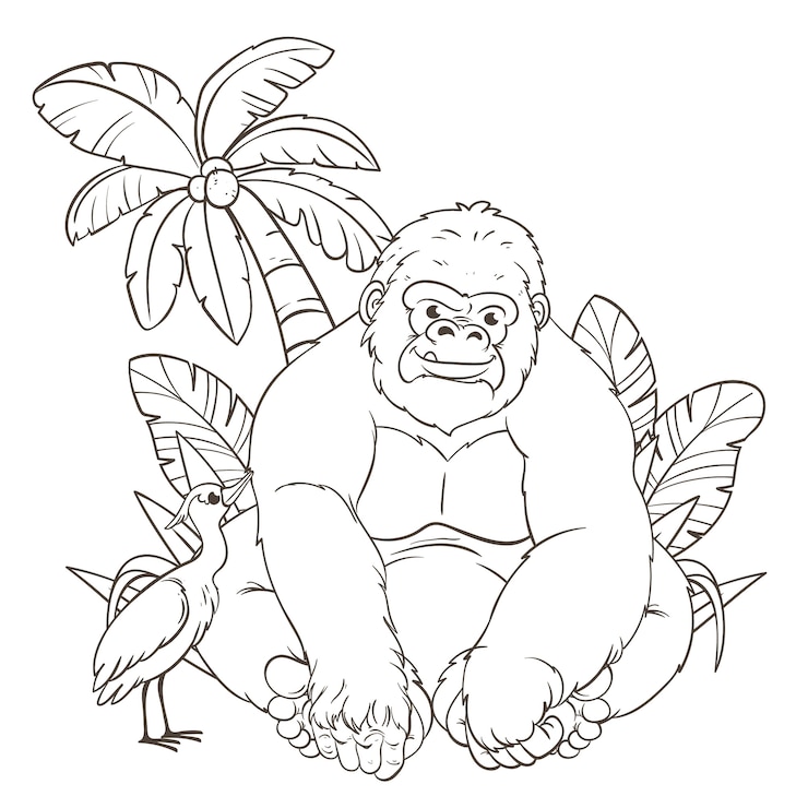 Vettore gratuito animali dello zoo disegnati a mano per colorare la pagina illustrativa.