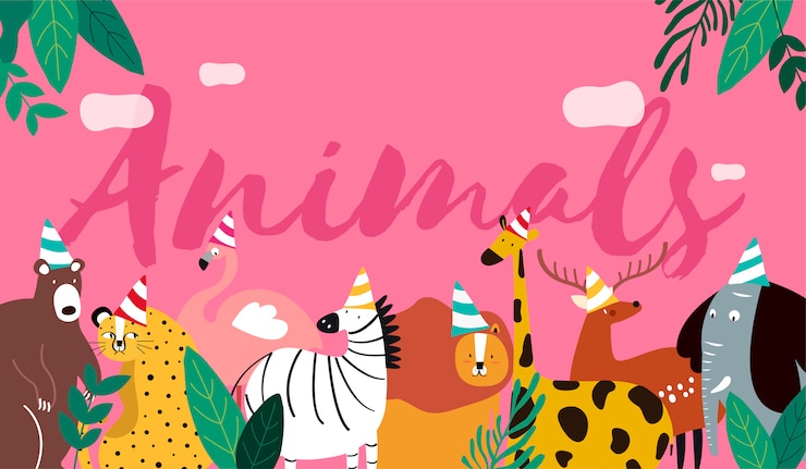 Vettore gratuito animali in un vettore di stile cartone animato