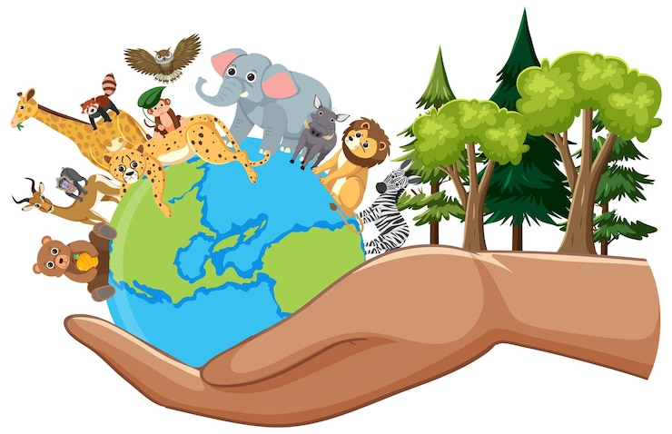 Vettore gratuito animali selvaggi in tutto il mondo