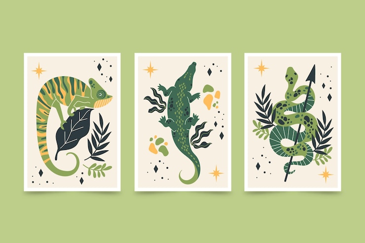 Vettore gratuito animali selvatici copre disegnati a mano