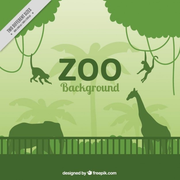 Vettore gratuito animali selvatici verdi sagome sullo sfondo zoo