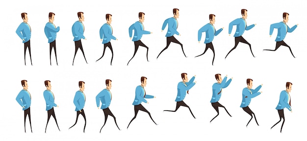 Animazione con sequenza fotogrammi di correre e saltare l&#39;uomo