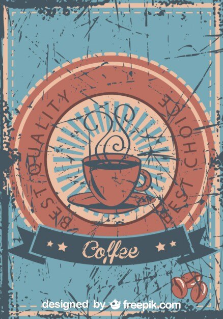 Vettore gratuito annata migliore qualità del caffè grunge poster