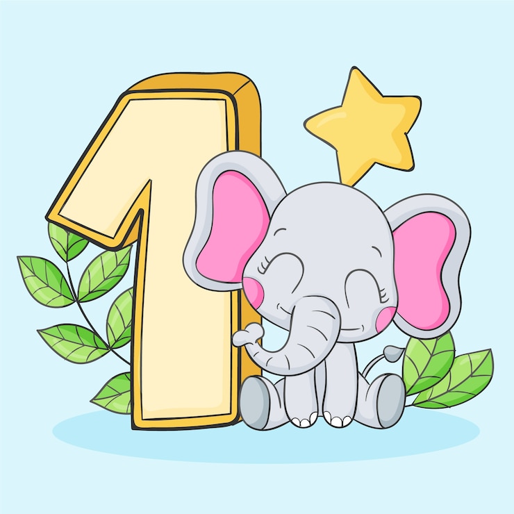 Vettore gratuito anniversario di 1 anno o biglietto d'auguri disegnato a mano