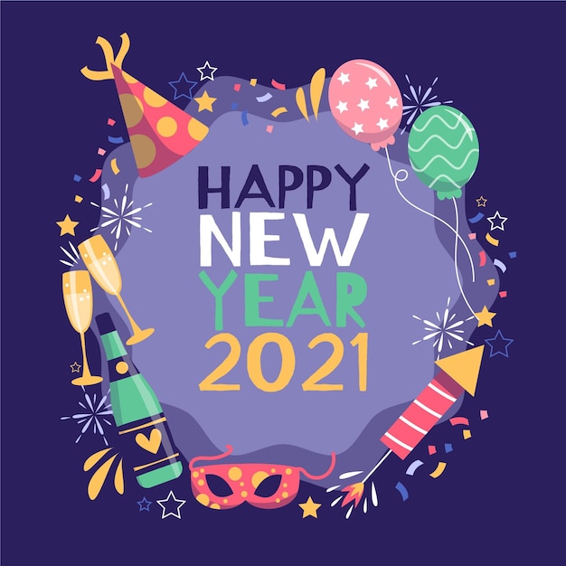 Anno nuovo 2021 disegnato a mano