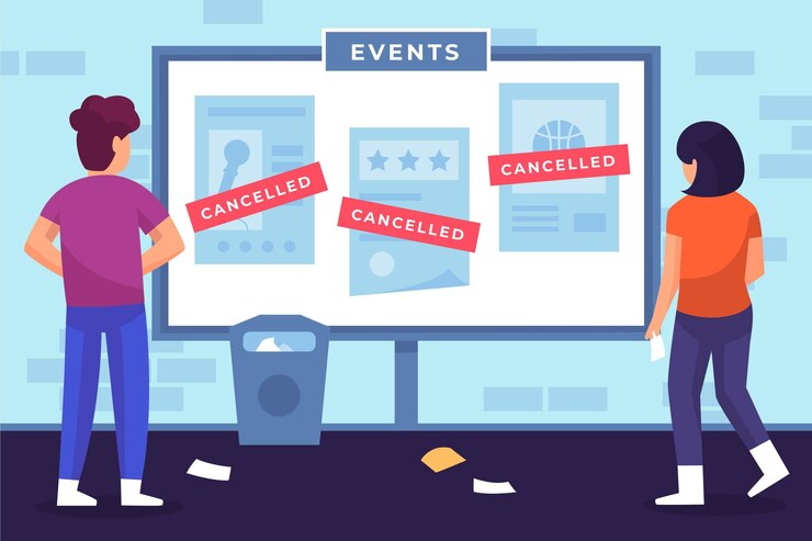 Vettore gratuito annuncio annullato di eventi diversi illustrati