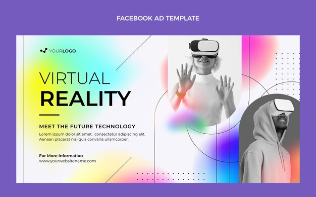 Annuncio di Facebook con tecnologia fluida astratta sfumata