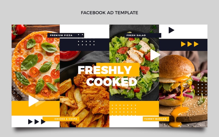 Vettore gratuito annuncio di facebook di cibo dal design piatto