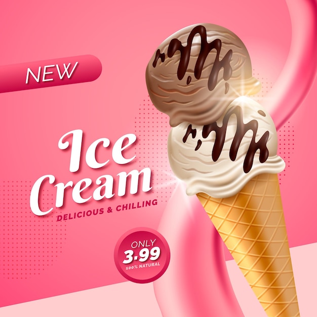 Annuncio di gelato realistico