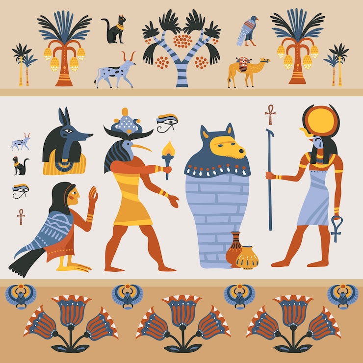 Vettore gratuito antica illustrazione egizia