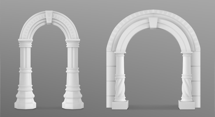 Vettore gratuito antico arco romano con ornamenti decorativi