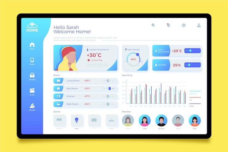 Vettore gratuito app di gestione domestica intelligente