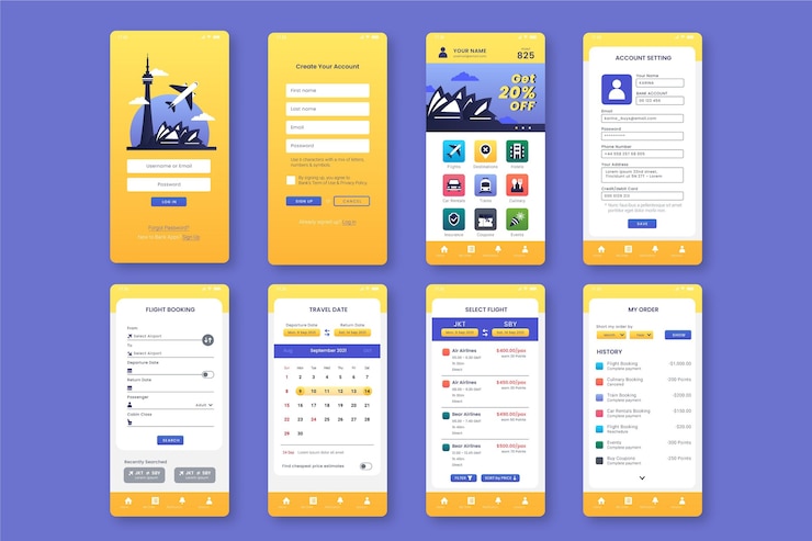 Vettore gratuito app di prenotazione viaggi