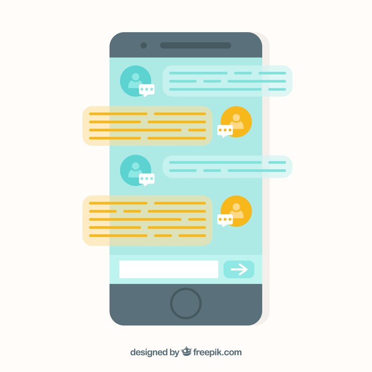 Vettore gratuito app messenger per dispositivi mobili in stile piano