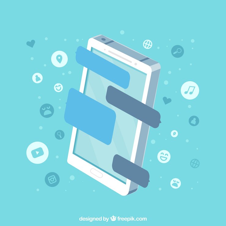 Vettore gratuito app messenger per dispositivi mobili in stile piano