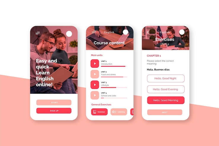 Vettore gratuito app per imparare le lingue