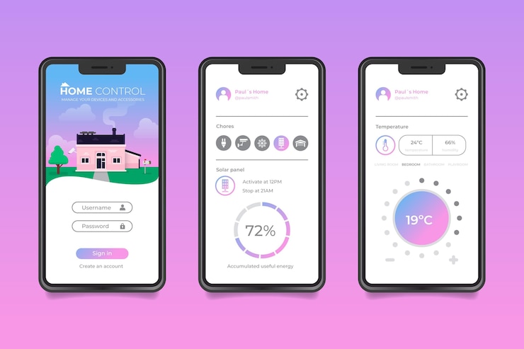 Vettore gratuito app per la casa intelligente