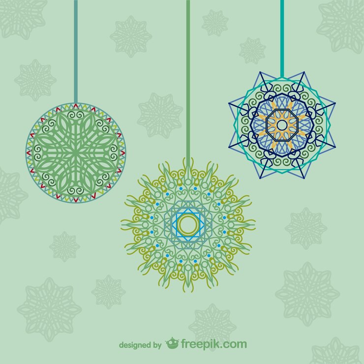 Vettore gratuito appesi ornamenti artistici per natale