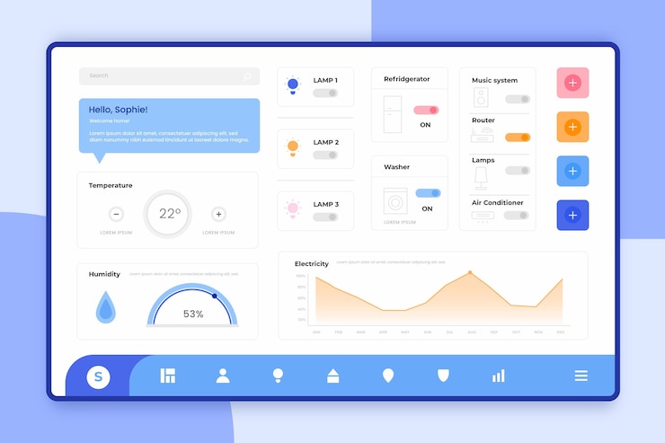 Vettore gratuito applicazione di gestione domestica intelligente