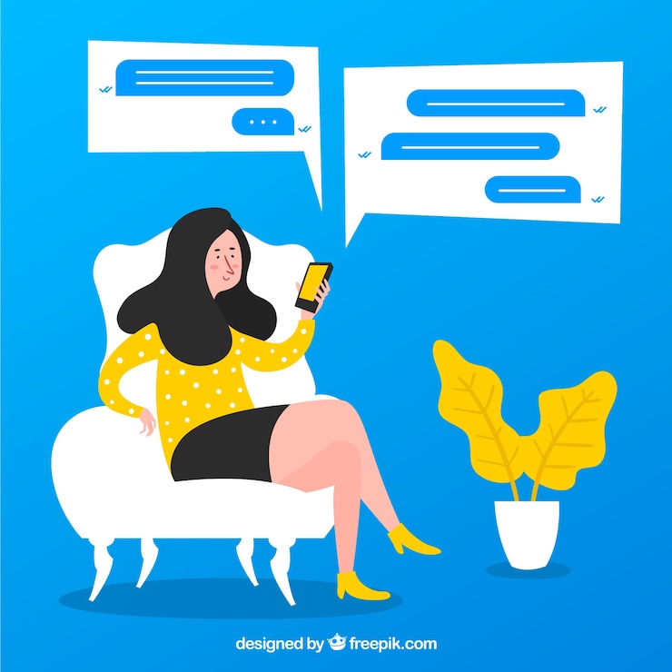 Vettore gratuito applicazione messenger per cellulari in stile piano