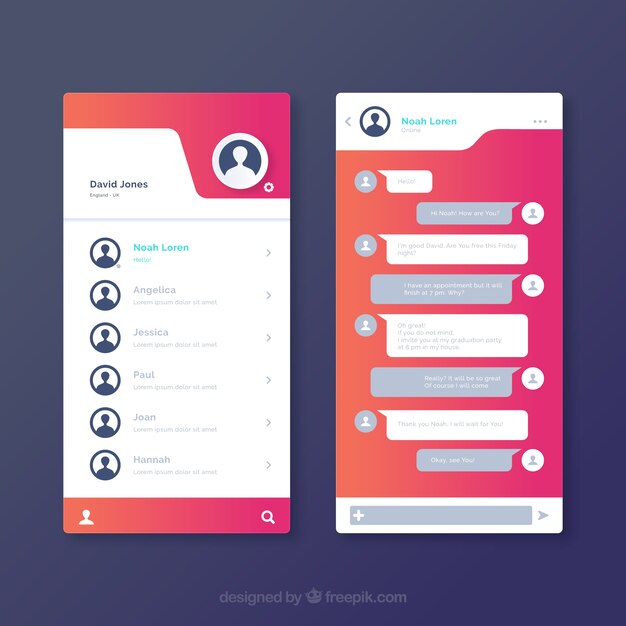 Applicazione Messenger per cellulari in stile sfumato