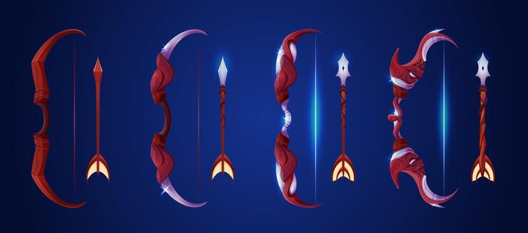 Vettore gratuito arco di tiro con freccia per il livello di gioco ui