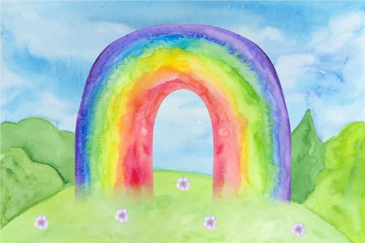 Vettore gratuito arcobaleno di disegno ad acquerello