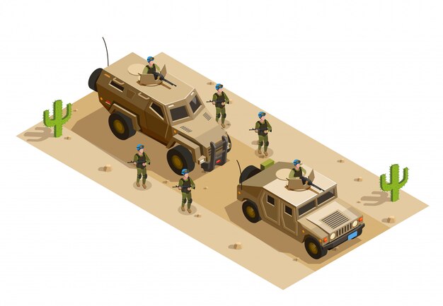 .Army Military Vehicles isometric