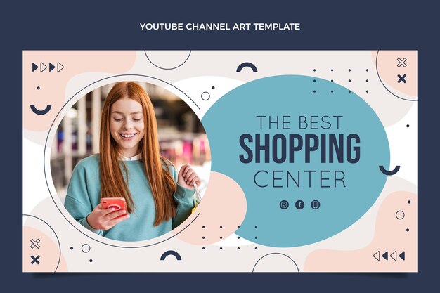 Arte del canale YouTube del centro commerciale disegnato a mano
