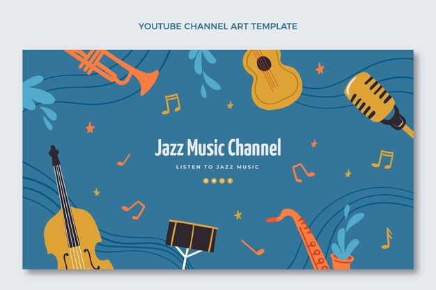 Arte del canale youtube del festival musicale colorato disegnato a mano