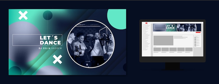 Vettore gratuito arte del canale youtube del night club dal design piatto