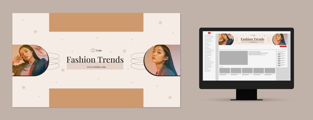 Arte del canale youtube della collezione di moda di design piatto