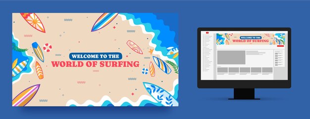 Arte del canale youtube di avventura di surf disegnata a mano