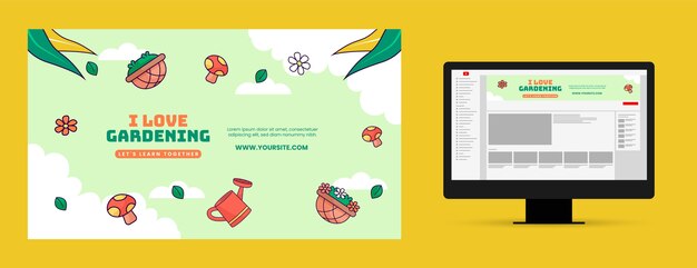 Arte del canale youtube di giardinaggio disegnata a mano con piante