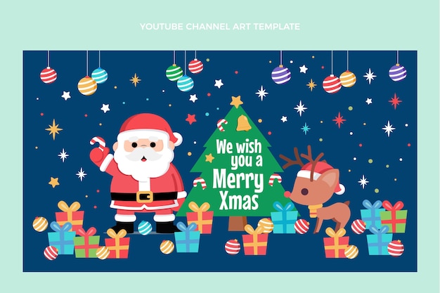 Arte del canale youtube di natale piatto disegnato a mano