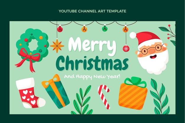 Arte del canale youtube di natale piatto disegnato a mano