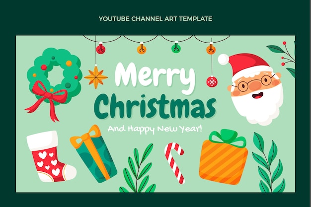 Arte del canale youtube di natale piatto disegnato a mano
