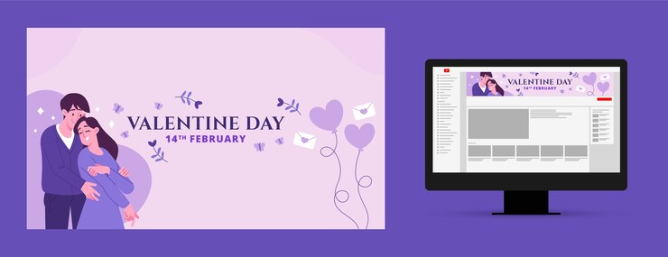 Vettore gratuito arte del canale youtube di san valentino