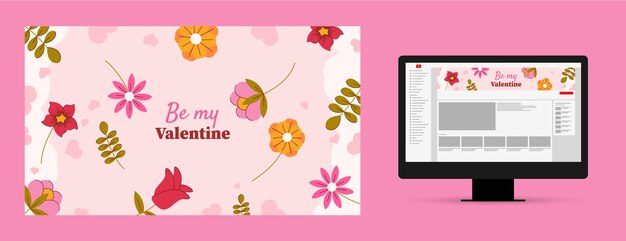 Arte del canale youtube piatta per la celebrazione di san valentino