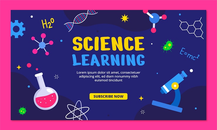 Vettore gratuito arte del canale youtube piatto per la scienza