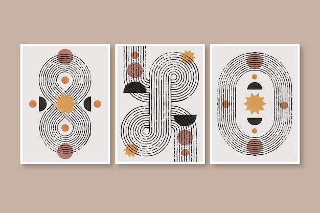 Arte della parete boho di design piatto disegnato a mano