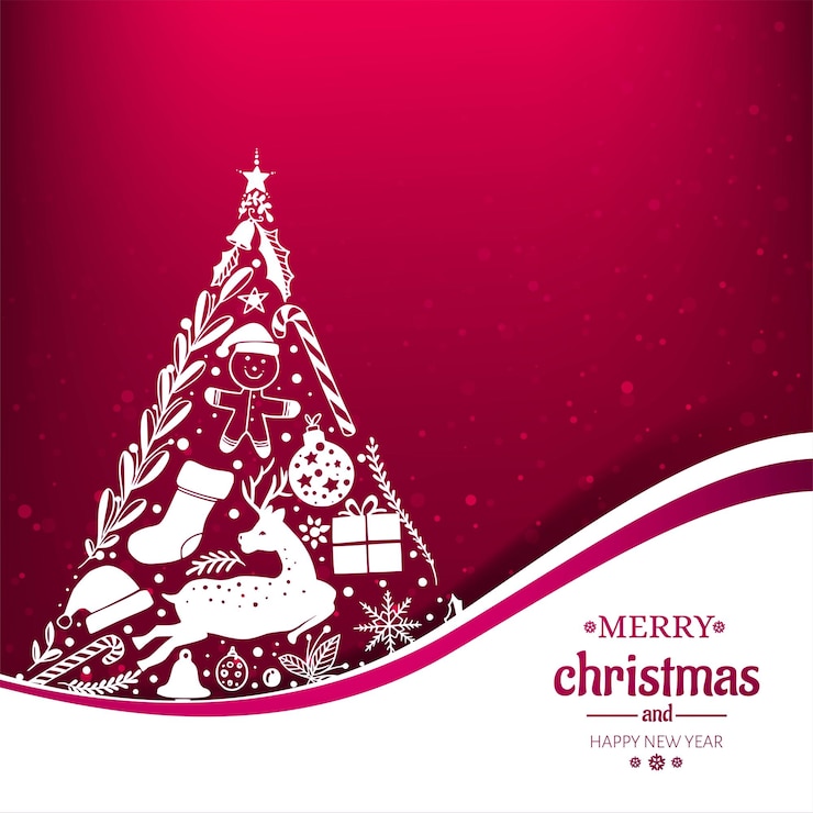 Vettore gratuito artistico bellissimo albero di natale carta di celebrazione sfondo