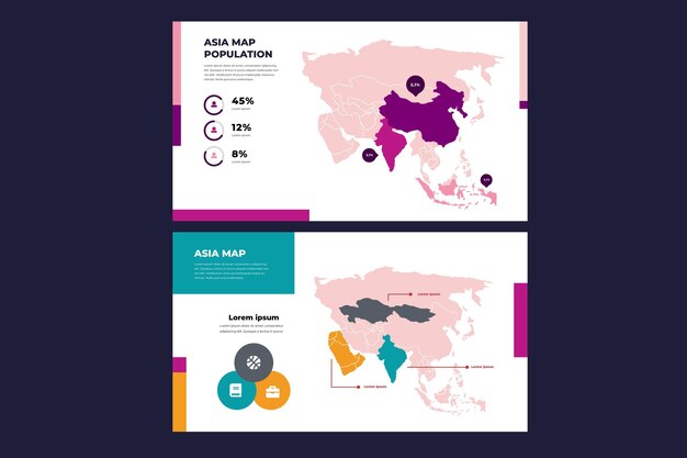 Asia mappa infografica in design piatto