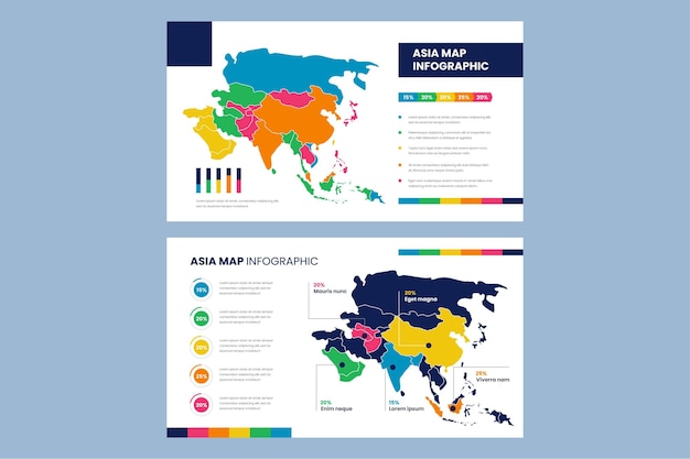 Asia mappa infografica in design piatto