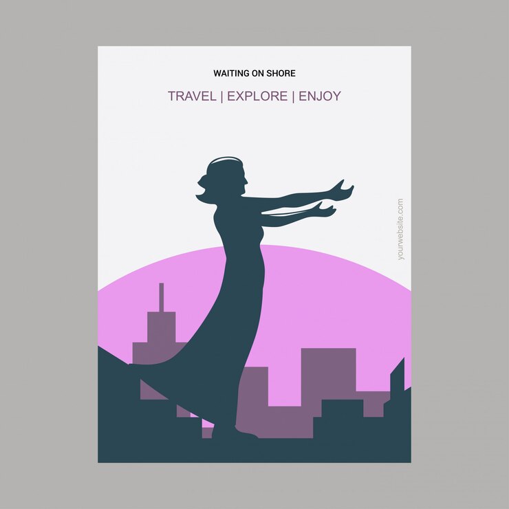 Vettore gratuito aspettando shore co. sligo, irlanda landmark poster
